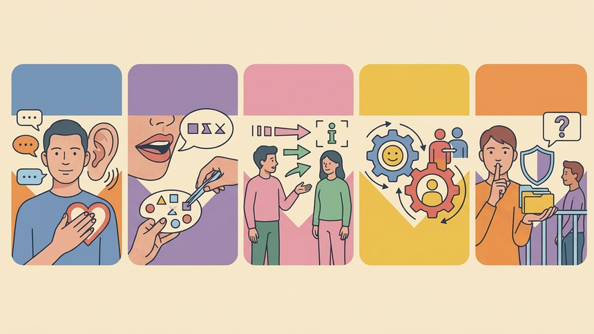 LGBTQ+に対して私たちができる5つ対応を記したイラスト